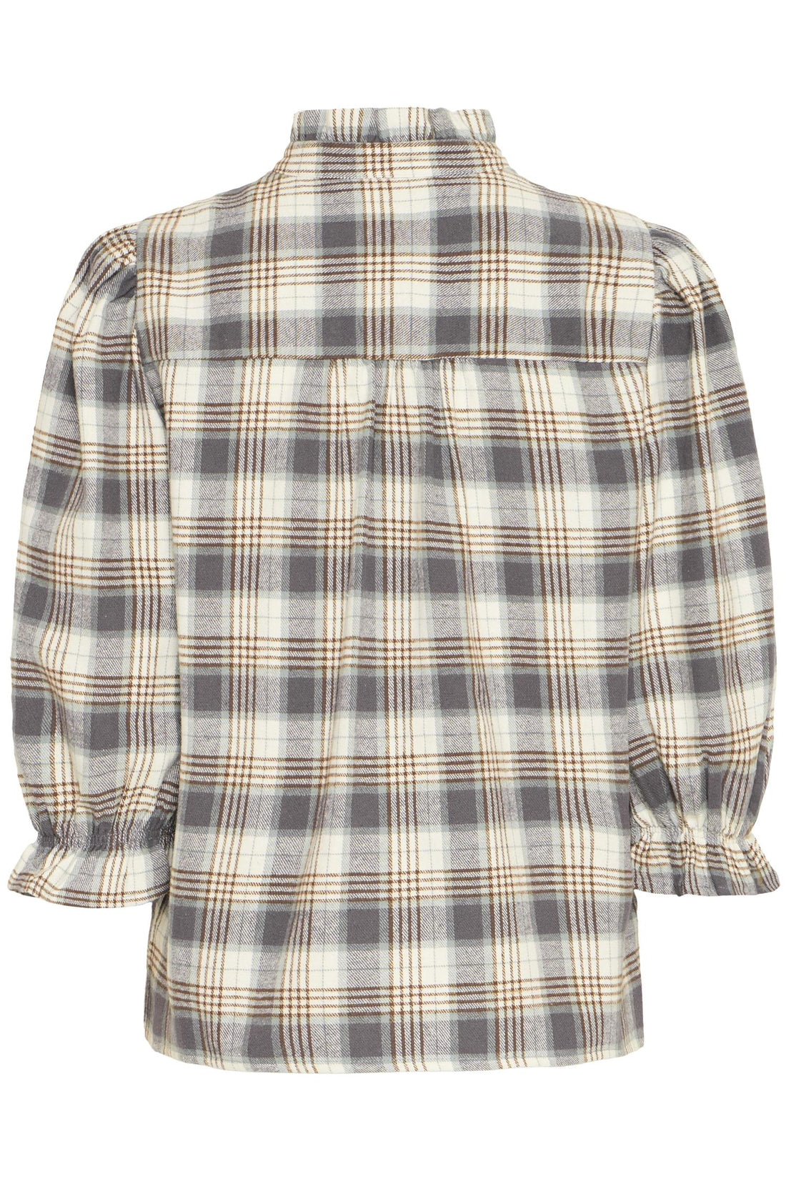 Pzevie Blouse Navy Green Brown Check