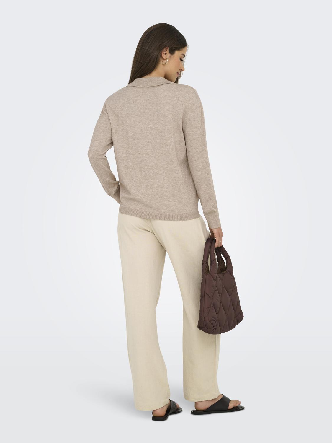 Onlibi Life Ls Polo Pullover Knt Nca Lysebrun