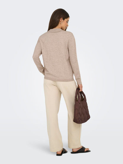Onlibi Life Ls Polo Pullover Knt Nca Lysebrun