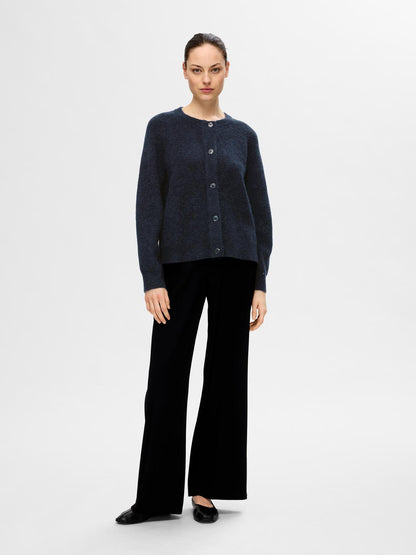 Slflulu Ls Knit Short Cardigan Noos Mørkeblå