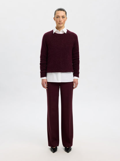 Slflulu Ls Knit O-Neck Noos Mørkelilla