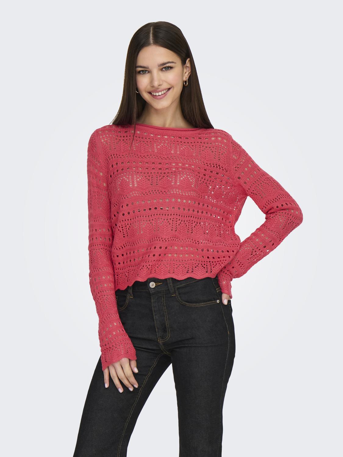 JDYSUN LAY L/S BOATNECK PULLOV. KNT NOOS Mellomrosa