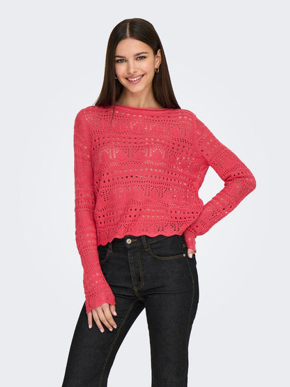 JDYSUN LAY L/S BOATNECK PULLOV. KNT NOOS Mellomrosa