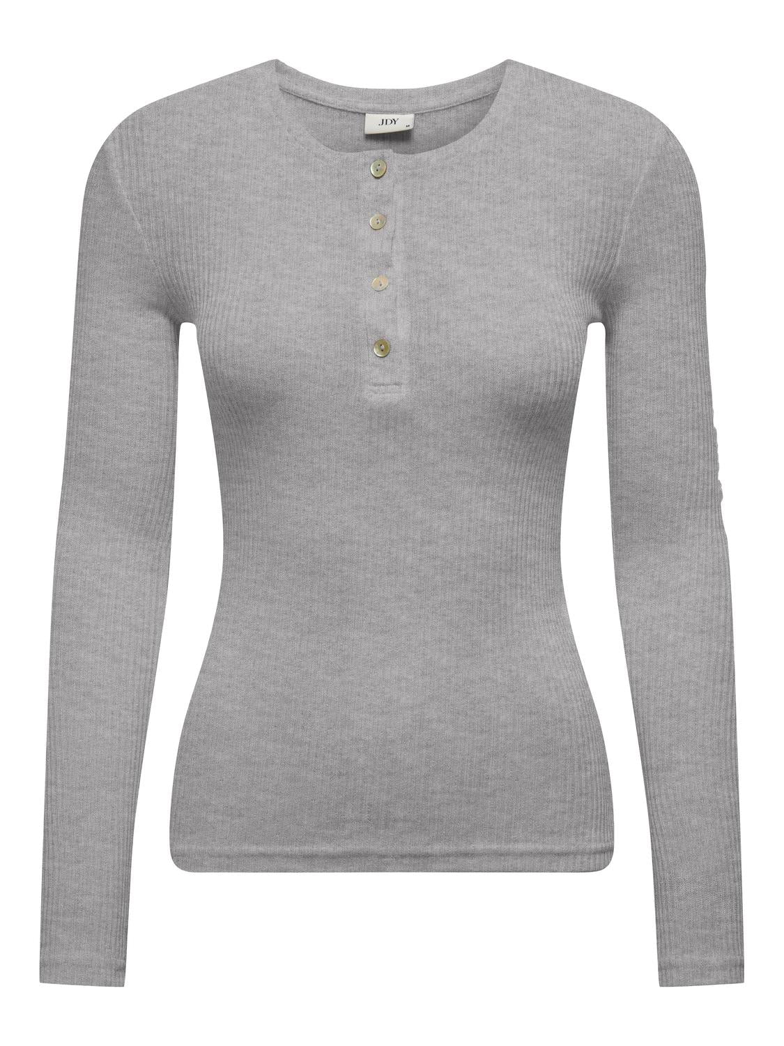 JDYSUMA RIB L/S WOOLBLEND PLCK TOP JRS Lysegrå