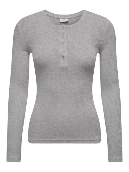 JDYSUMA RIB L/S WOOLBLEND PLCK TOP JRS Lysegrå