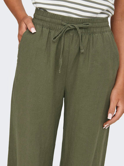 JDYSAY HW LINEN WIDE PANT WVN NOOS Mellomgrønn