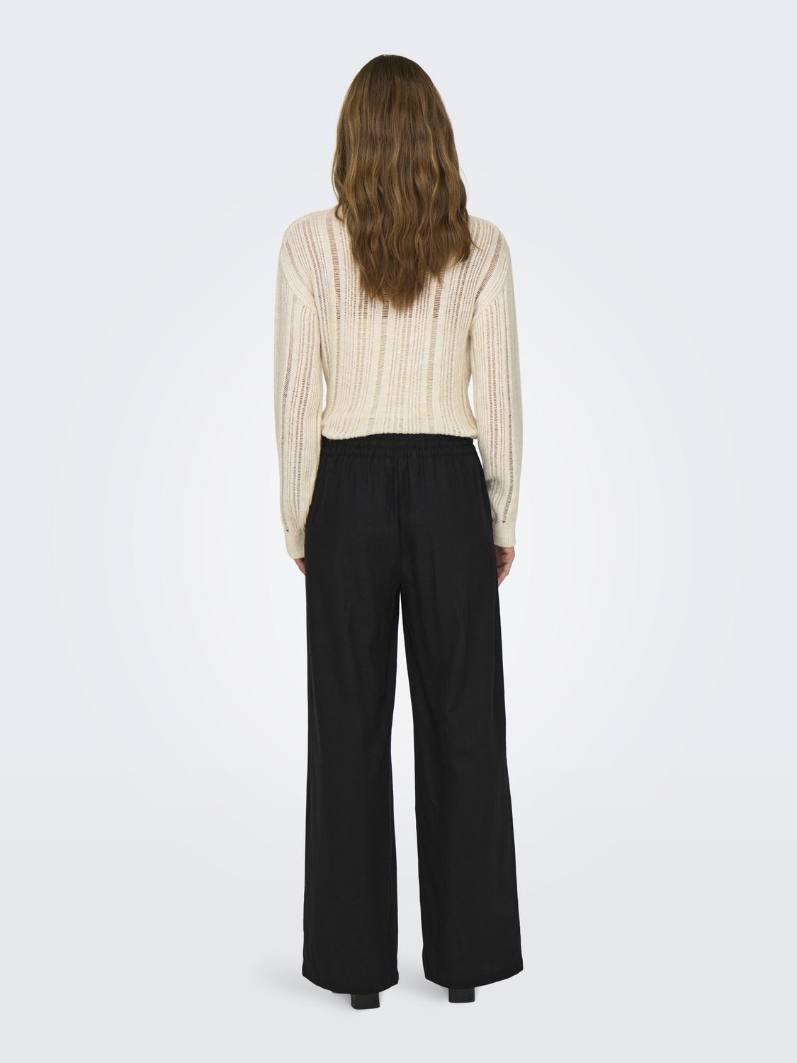 JDYSAY HW LINEN WIDE PANT WVN NOOS Sort