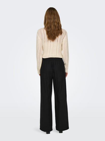 JDYSAY HW LINEN WIDE PANT WVN NOOS Sort