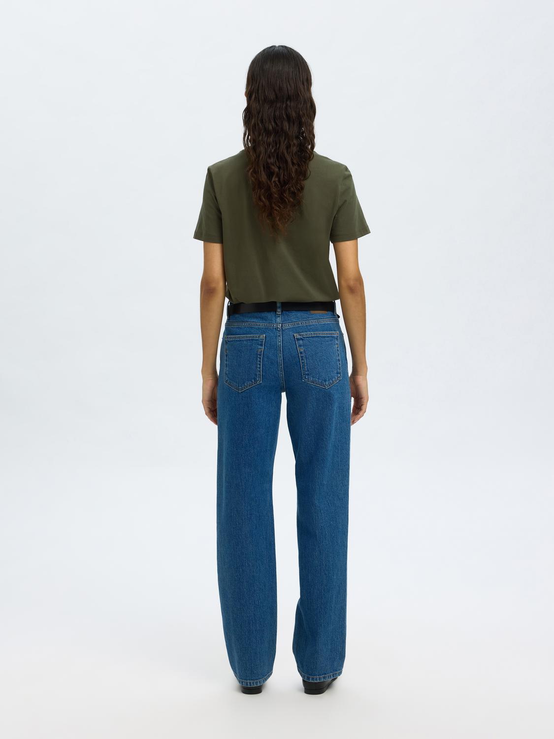 Slfmyessential Ss O-Neck Tee Noos Mørkegrønn
