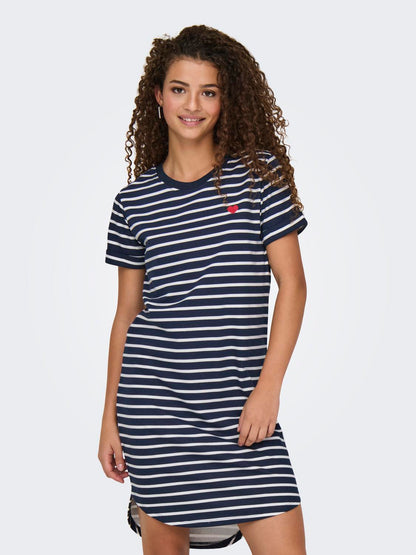 JDYIVY NEW S/S AOP SWEAT DRESS JRS ATK Mørkeblå