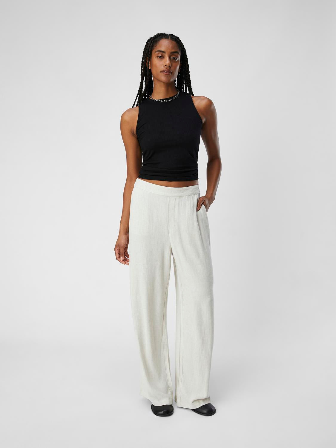 OBJSANNE ALINE WIDE PANT NOOS Lysegrå