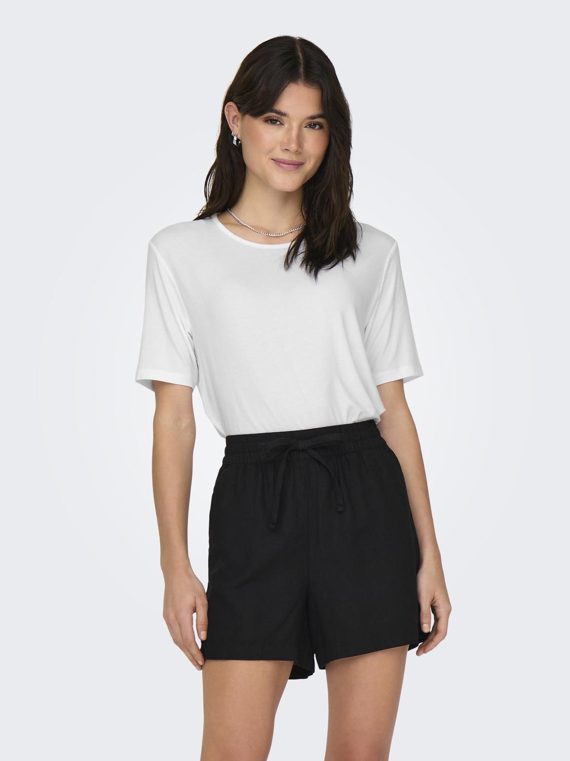 JDYMILA S/S O-NECK TOP JRS Hvit