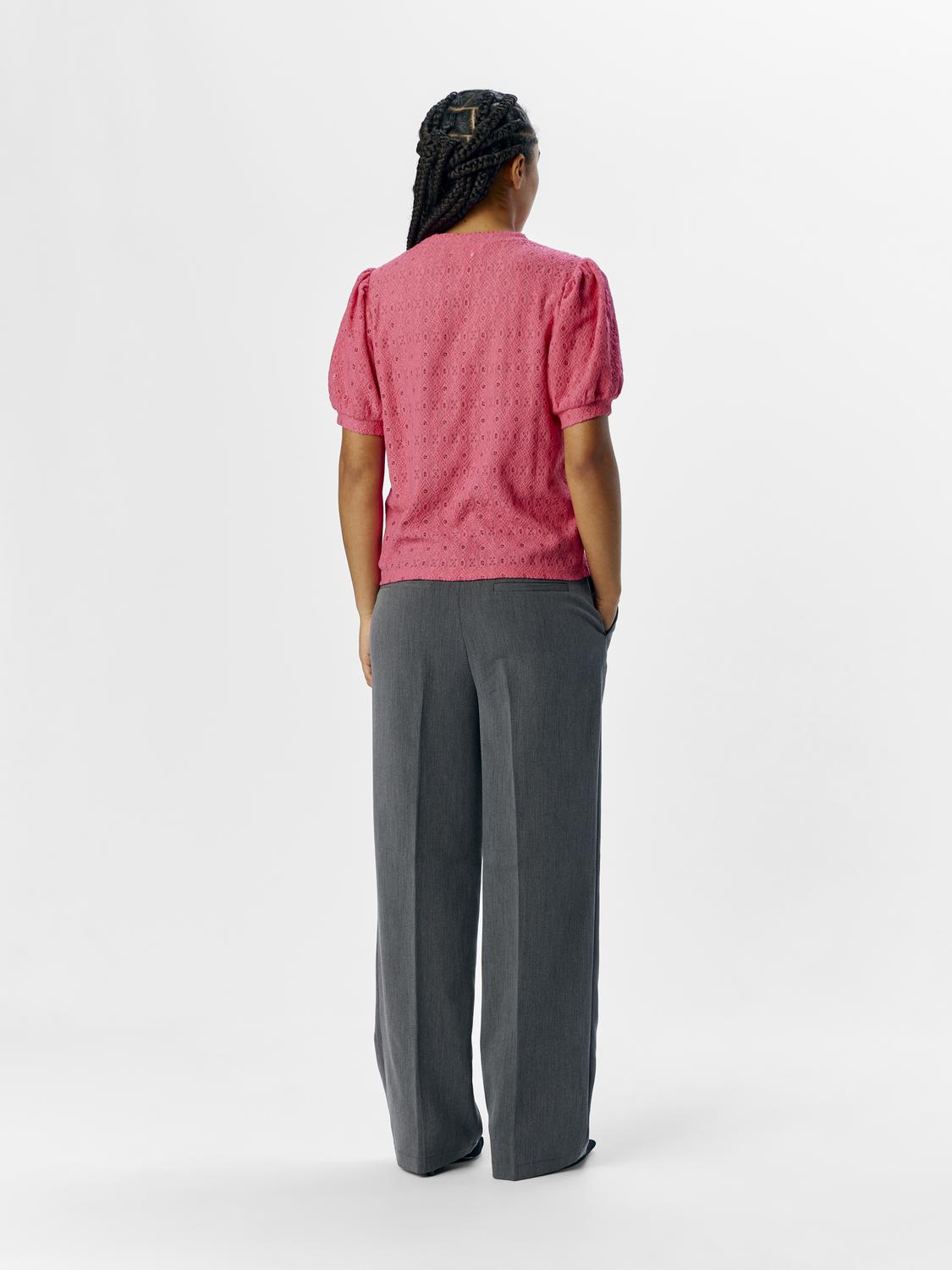 OBJLAILA S/S RE TOP NOOS Mørkerosa