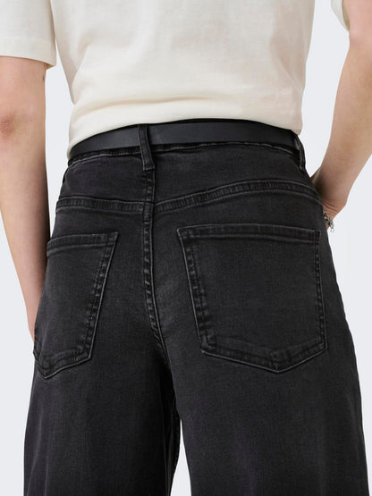 Jdyfelina-Fina Hw Wide Blk Jeansdnm Noos Sort