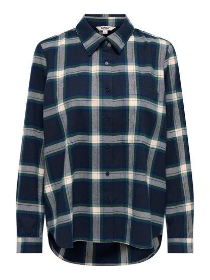 Onlwren Check Shirt Wvn Mørkeblå