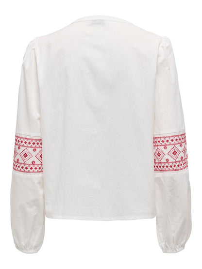 JDYLULU L/S EMBROIDERY SHIRT WVN Cloud Dancer