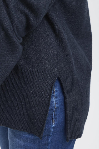 Pzsteffi Oneck Pullover Dark Sapphire Melange
