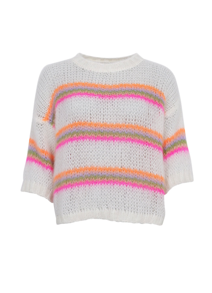 BCMINNA STRIPED SS JUMPER Hvit