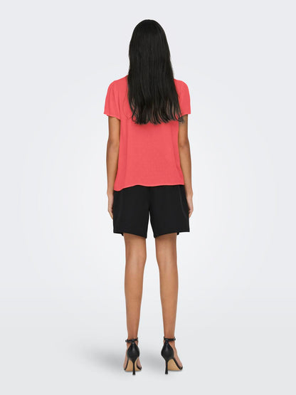 JDYLIMA LIFE S/S TOP WVN NOOS Mellomrosa