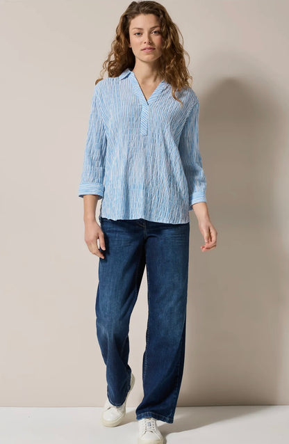TOS seersucker stripe blouse Blå