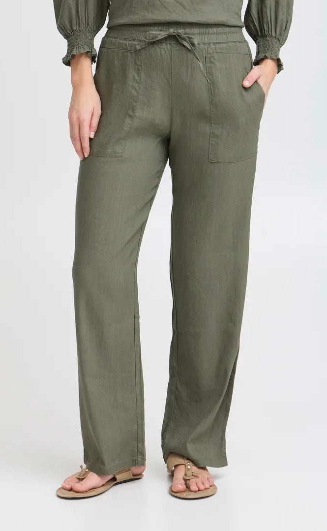 PZluca pant full lengte, wide leg Oliven