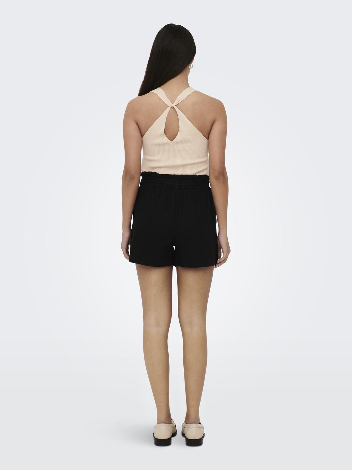JDYSAY MW LINEN BELT SHORTS WVN NOOS Sort