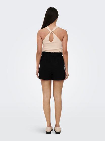 JDYSAY MW LINEN BELT SHORTS WVN NOOS Sort