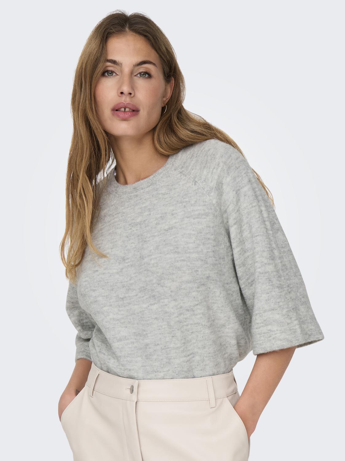 ONLSIMONI 3/4 PULLOVER KNT NOOS Lysegrå