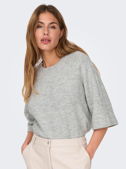 ONLSIMONI 3/4 PULLOVER KNT NOOS Lysegrå