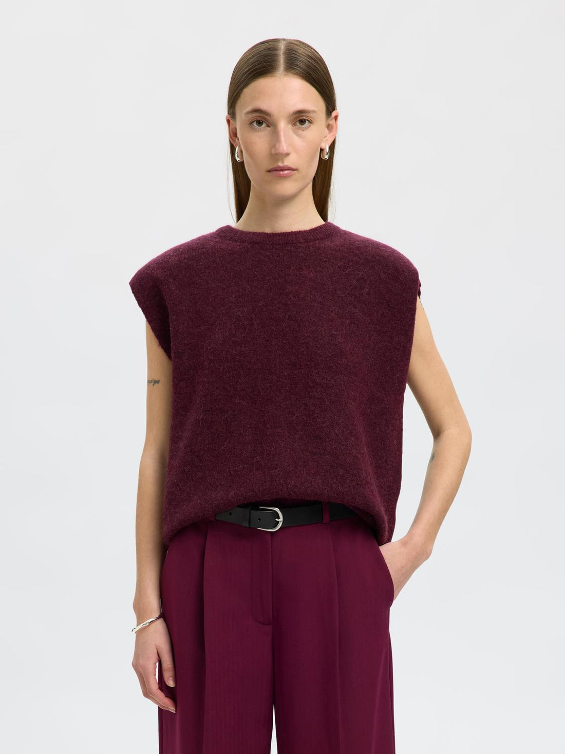 Slflulu Sl Knit Vest Mørkelilla