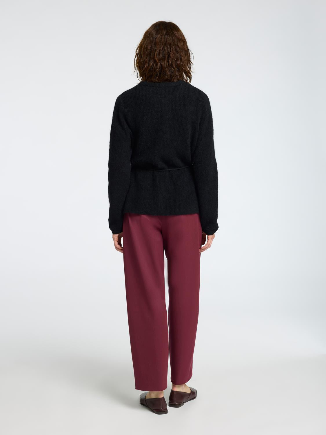 Slfsia Ras Ls Knit Belt Cardigan Sort