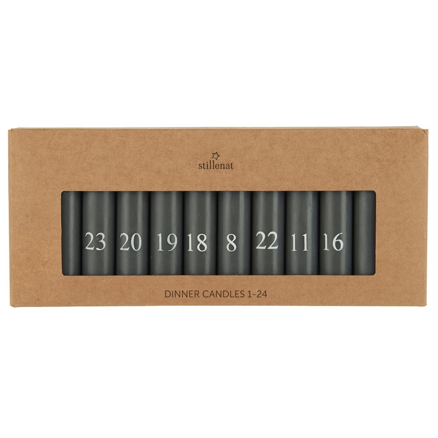 Kalenderlys 1-24 Grå