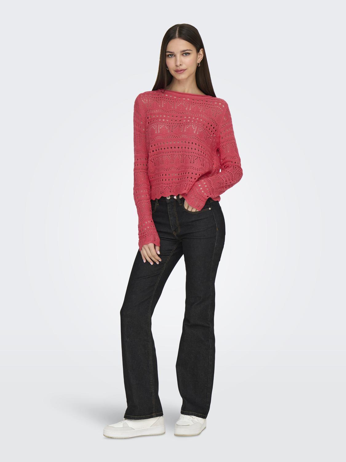 JDYSUN LAY L/S BOATNECK PULLOV. KNT NOOS Mellomrosa