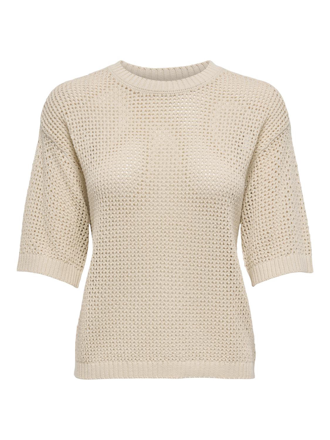 JDYTIKKA 2/4 O-NECK PULLOVER KNT Lysegrå