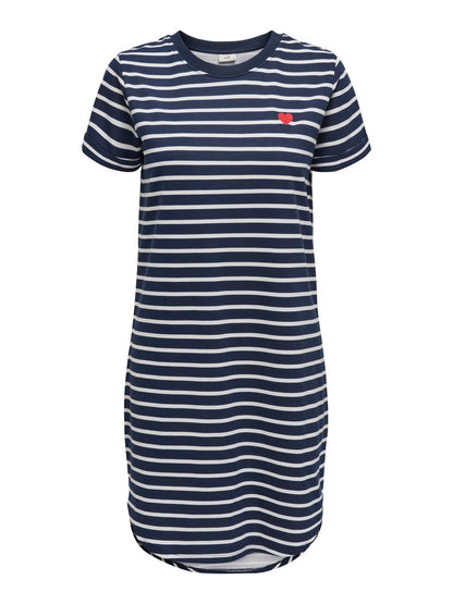 JDYIVY NEW S/S AOP SWEAT DRESS JRS ATK Mørkeblå