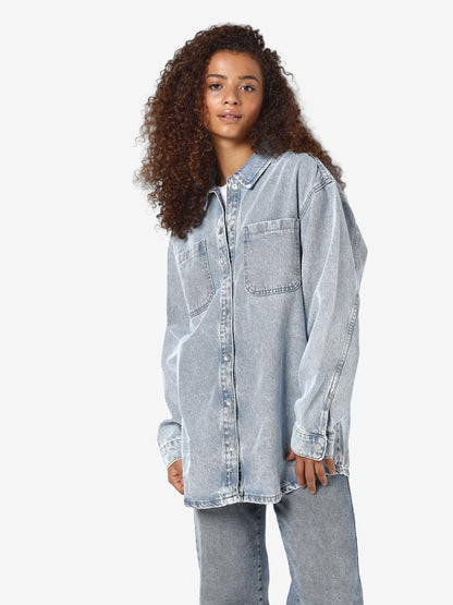 NMALVA L/S DENIM SHACKET AZ352LB NOOS Lyseblå