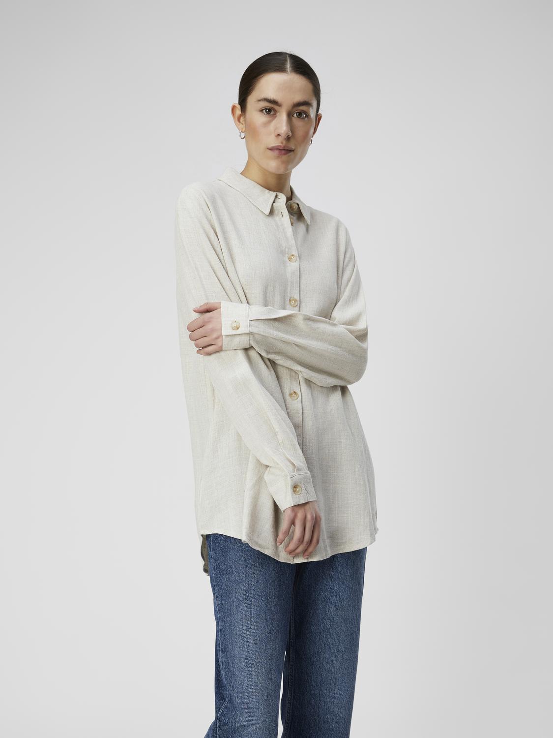 OBJSANNE L/S SHIRT NOOS lin Lysegrå