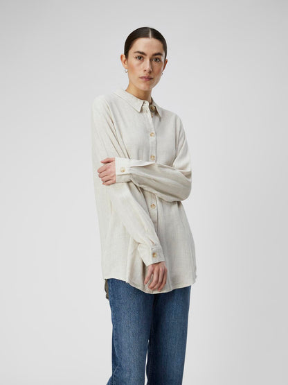 OBJSANNE L/S SHIRT NOOS lin Lysegrå