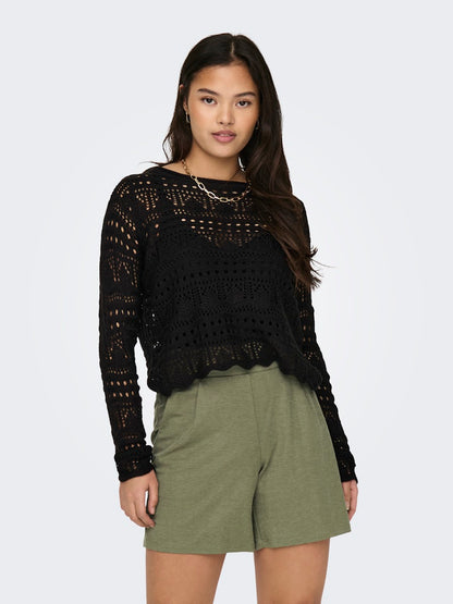 JDYSUN LAY L/S BOATNECK PULLOV. KNT NOOS Sort
