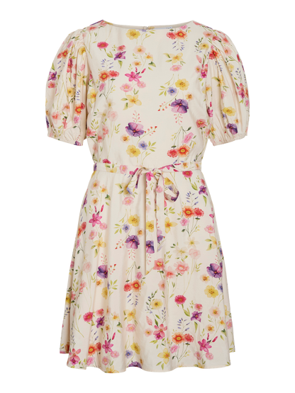 VIALINIA BOATNECK 2/4 SHORT DRESS/DC/LN Klar Hvit