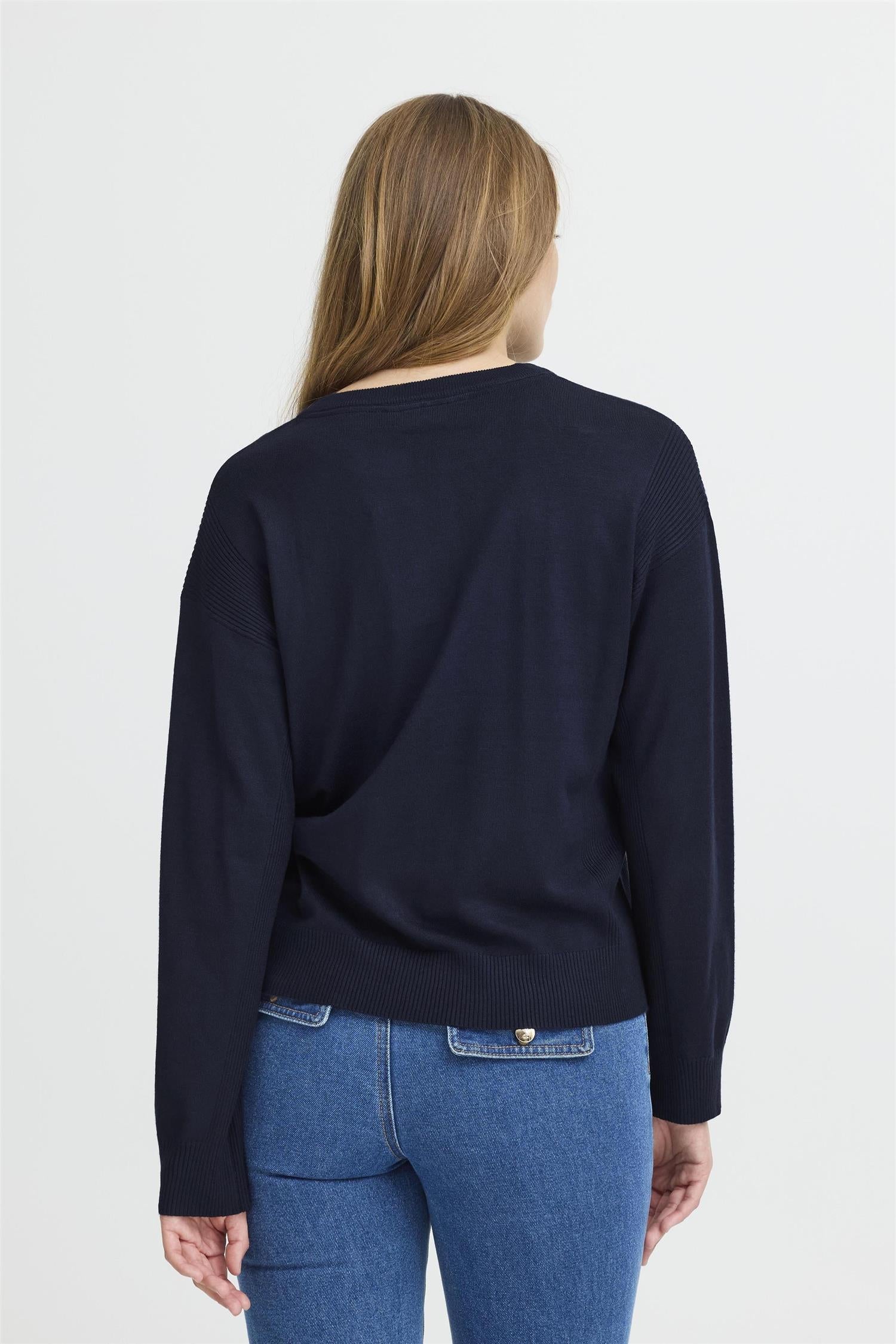 Pzsara Vneck Pullover Dark Sapphire