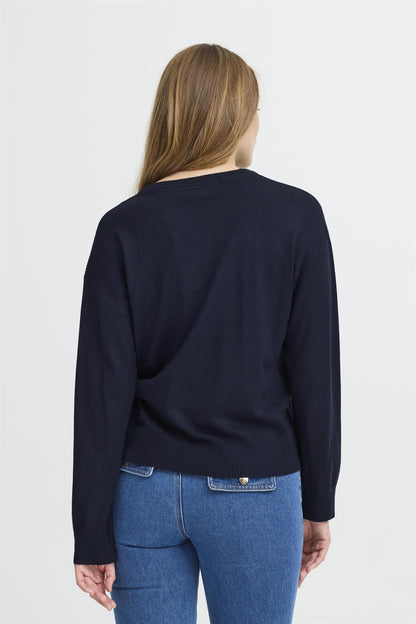 Pzsara Vneck Pullover Dark Sapphire