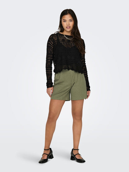 JDYSUN LAY L/S BOATNECK PULLOV. KNT NOOS Sort