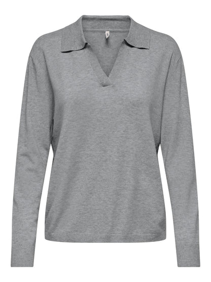 Onlibi Life Ls Polo Pullover Knt Nca Mellomgrå