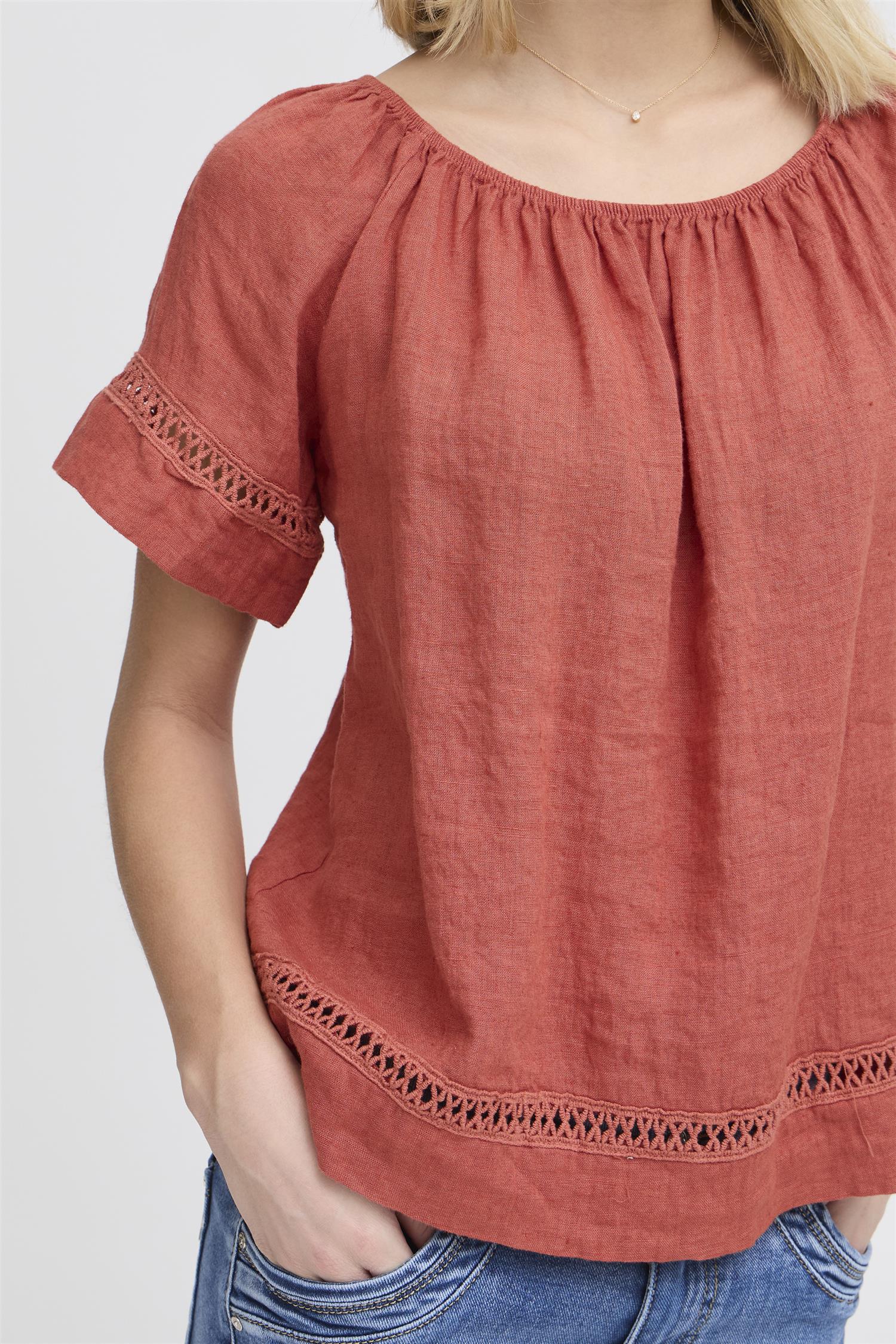 SBFONTANELLE SS BLOUSE Redwood