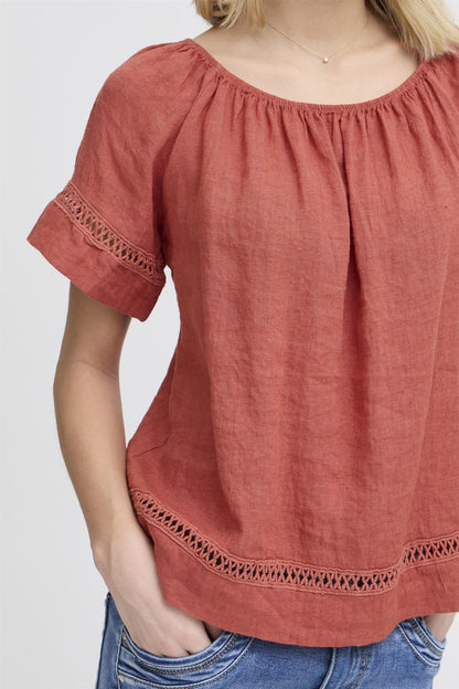 SBFONTANELLE SS BLOUSE Redwood