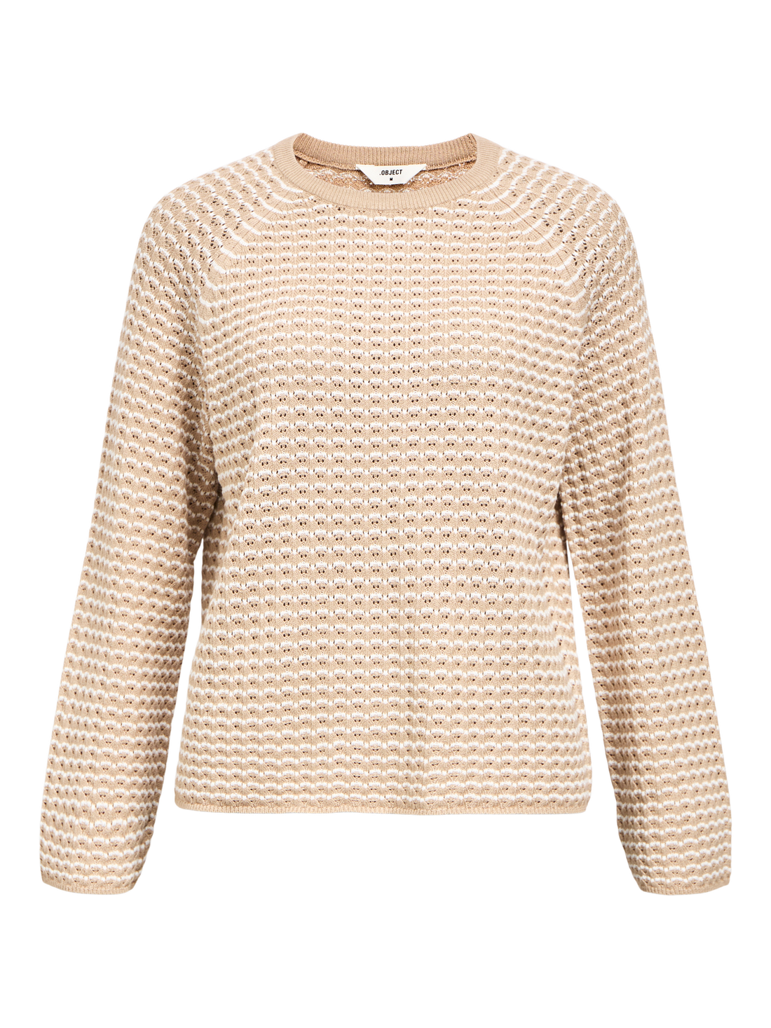 OBJESTER L/S KNIT PATTERN TOP NOOS Beige