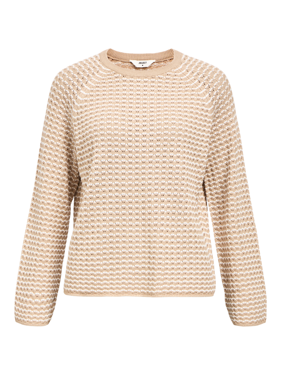 OBJESTER L/S KNIT PATTERN TOP NOOS Beige
