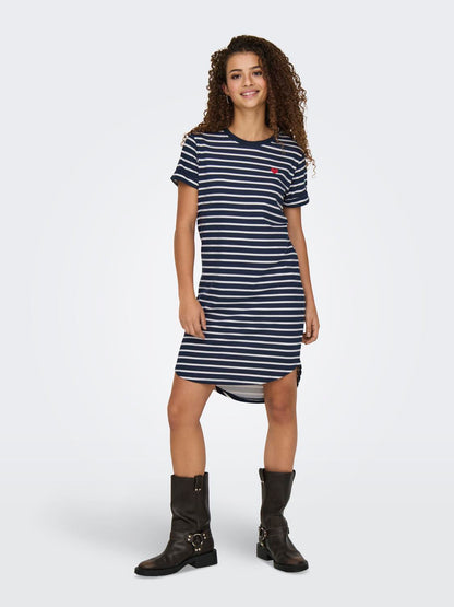 JDYIVY NEW S/S AOP SWEAT DRESS JRS ATK Mørkeblå