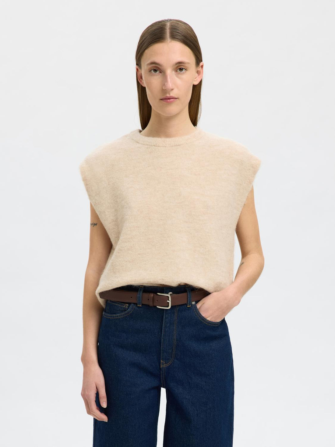 Slflulu Sl Knit Vest Lysegrå